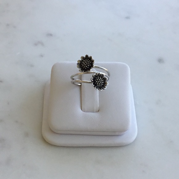 Clearance $22, Sterling Silver Adjustable Double Sunflower Ring - Picture 7 of 16